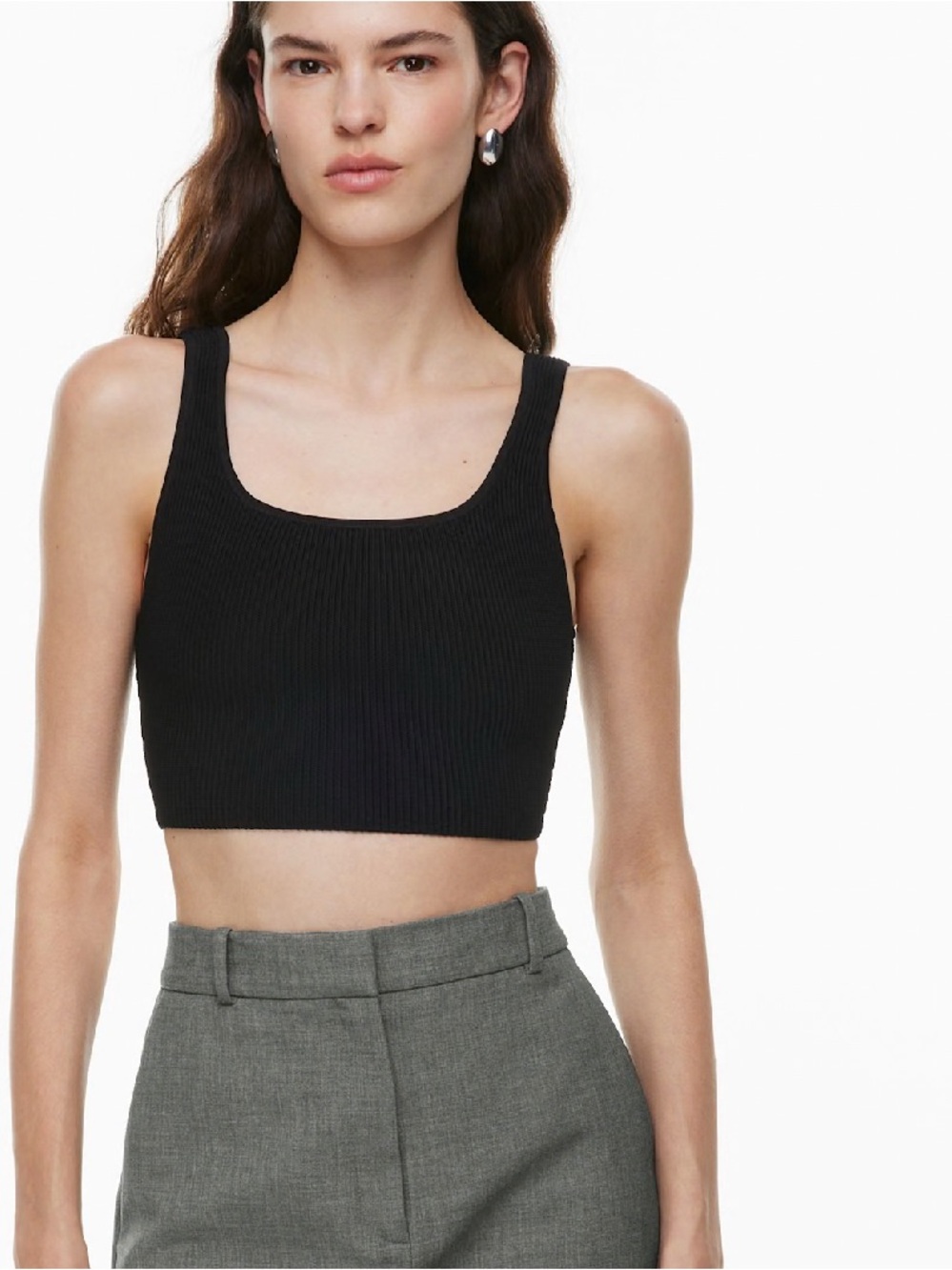 Aritzia Black Ribbed Crop Tank Top - Women